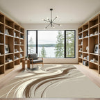Modern Swirling Beige and Brown Abstract Rug