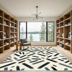 Minimalist Charcoal Abstract Brushstroke Rug