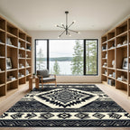 Monochrome Geometric Tribal Diamond Art Rug