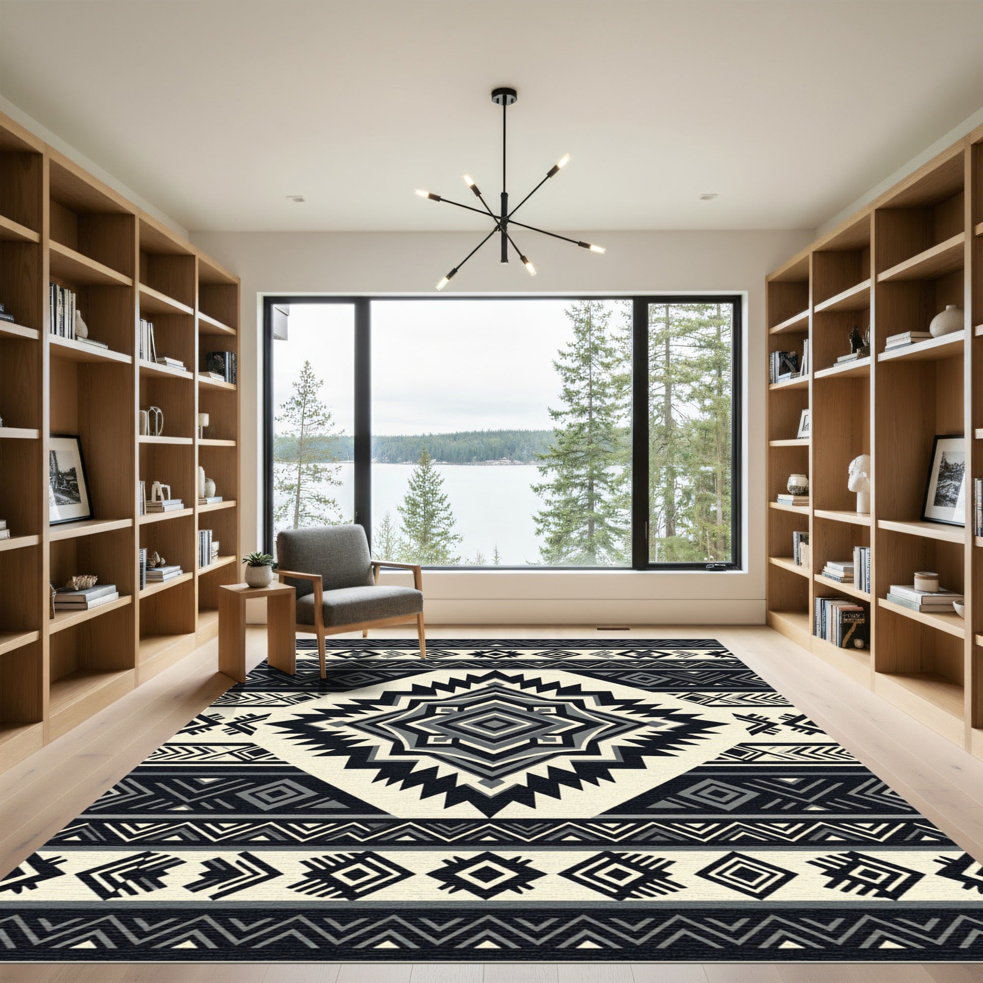 Monochrome Geometric Tribal Diamond Art Rug