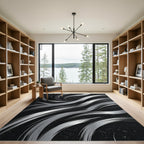 Modern Gray Swirl Brushstroke Rug
