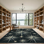 Radiant Stellar Burst Black Composition Rug