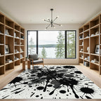Bold Black Ink Abstract Splatter Rug