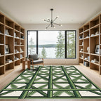 Lush Sage Fern Lattice Grid Rug