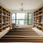 Minimalist Earth Toned Wavy Striped Rug