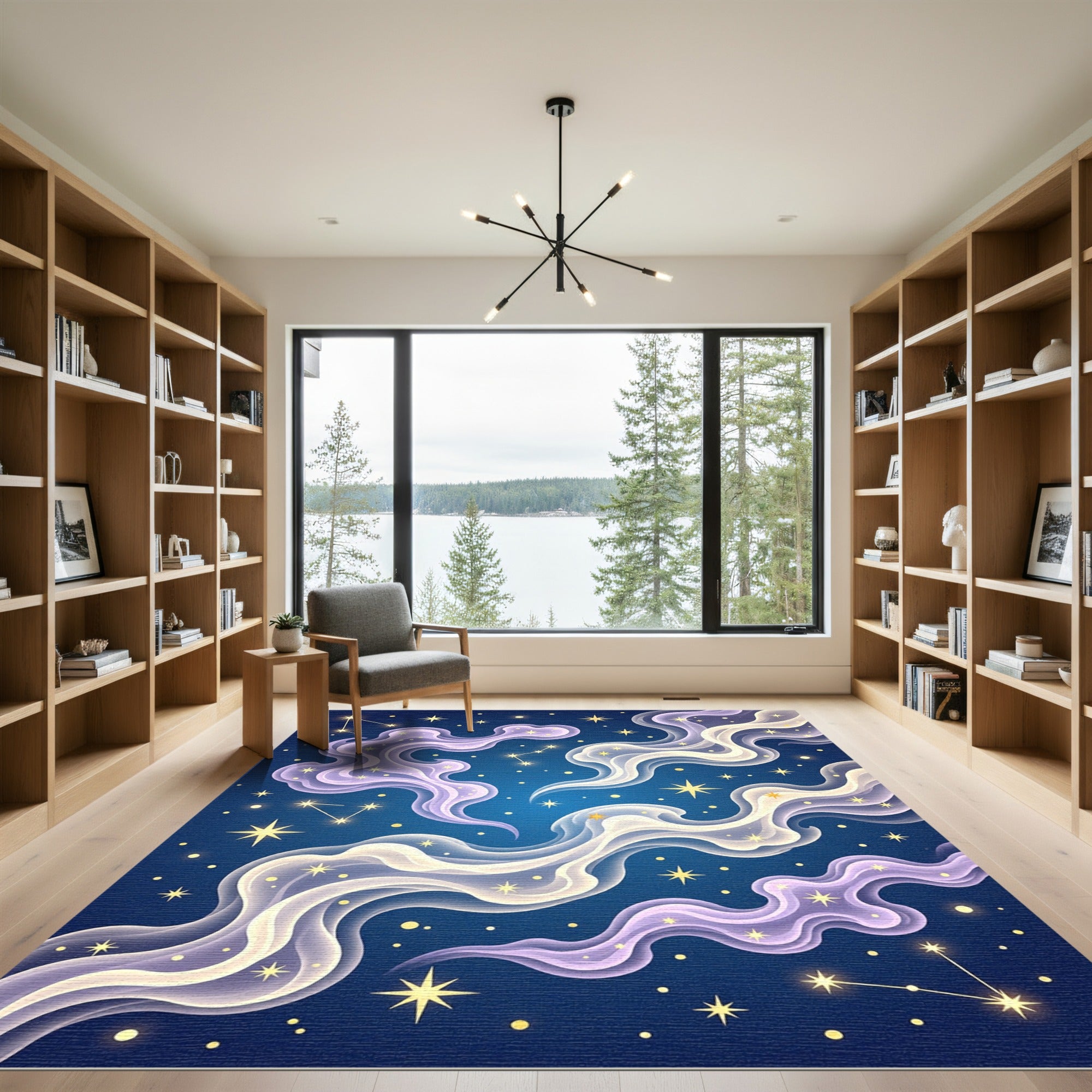 Celestial Swirls Starry Night Nebula Rug