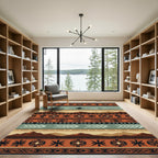 Southwestern Terracotta Mountain Kokopelli Stripe Rug
