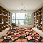Terracotta Floral Medallion Tile Arrangement Rug