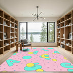 Whimsical Pink Letter Confetti Graphic Rug