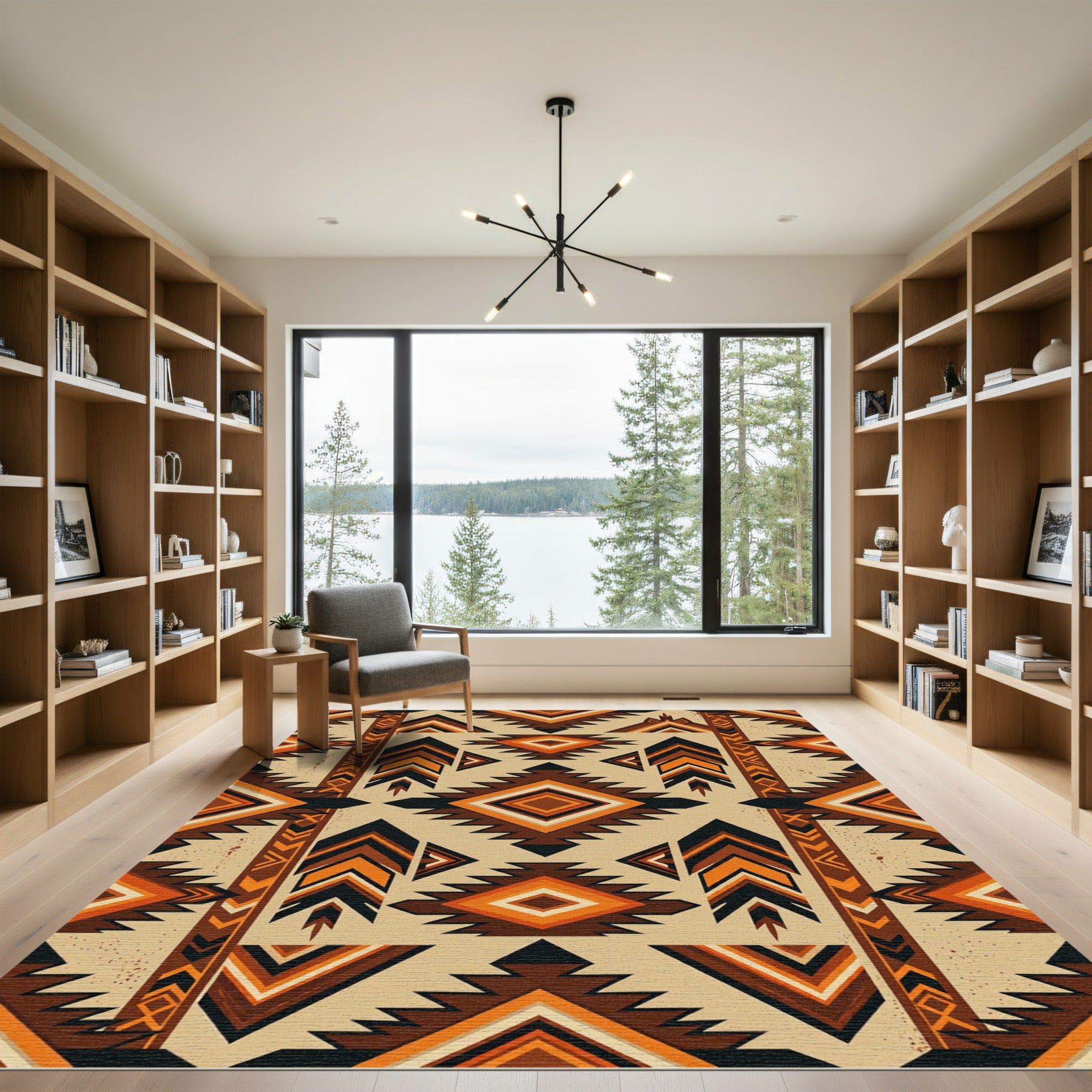 Geometric Southwest Ochre And Espresso Mountain Rug