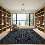 Ornate Quatrefoil Dark Blue Rug