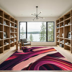Modern Abstract Crimson Pink Swirl Rug