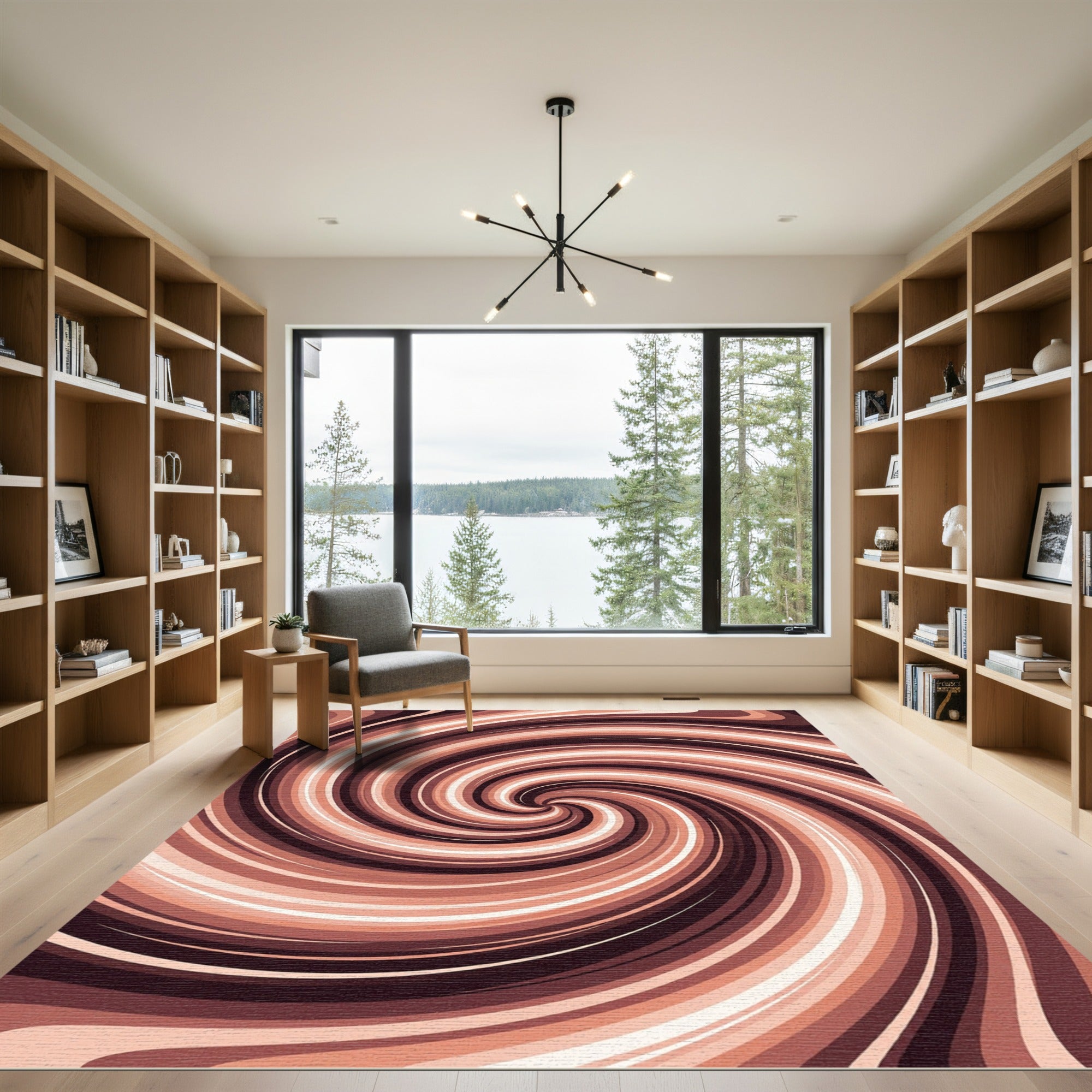 Chocolate Swirl Abstract Spiral Rug