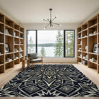Gold and Charcoal Geometric Star Medallion Rug