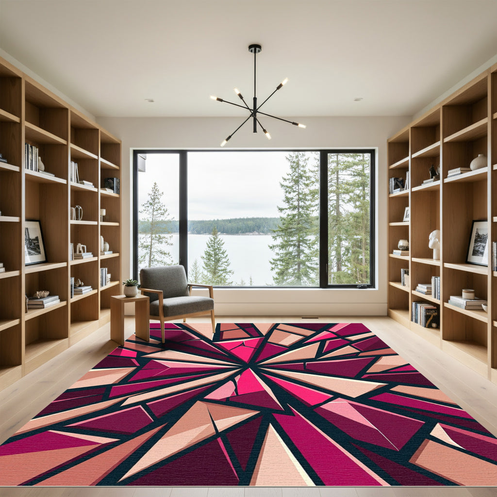 Geometric Pink and Peach Shattered Shard Rug