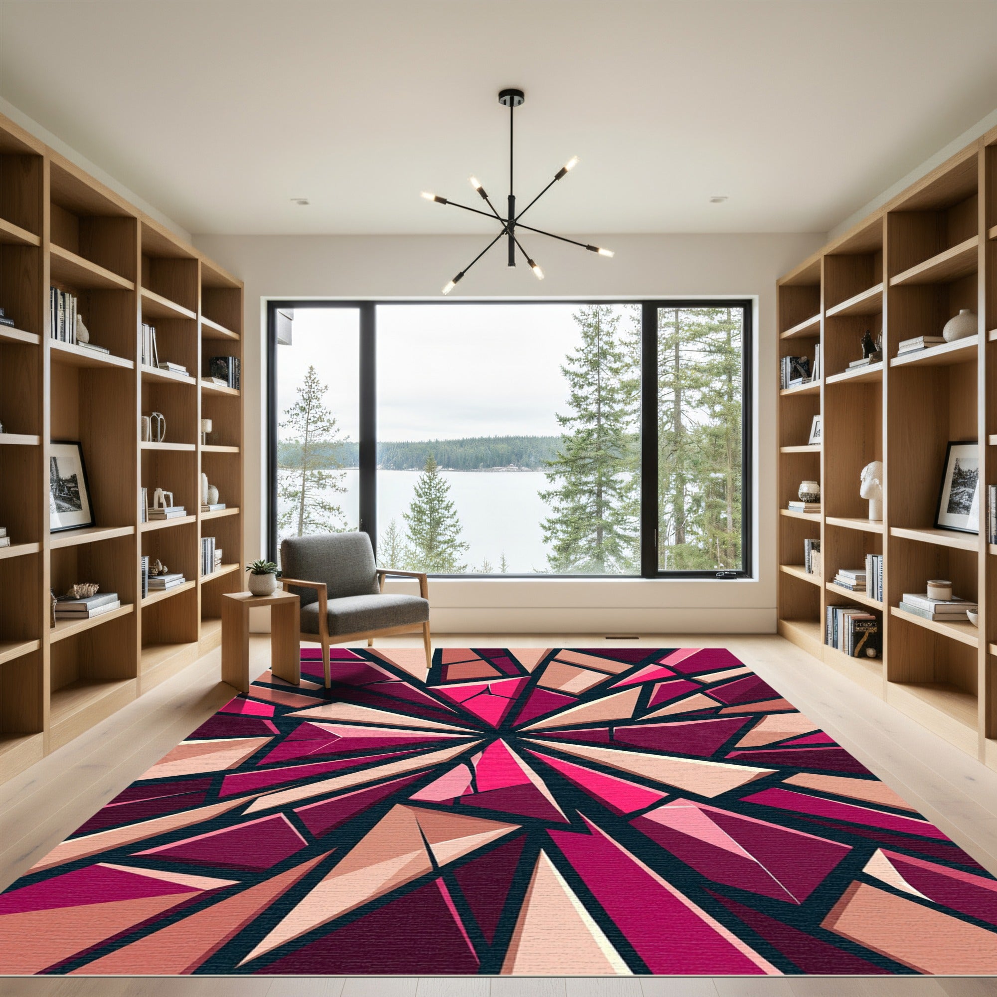 Geometric Pink and Peach Shattered Shard Rug