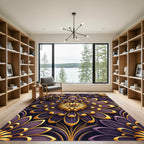 Elegant Golden Floral Violet Art Nouveau Rug