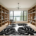 Monochromatic Tropical Monstera Palm Leaf Rug