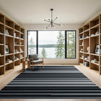 Minimalist Linear Gray Monochromatic Stripe Rug