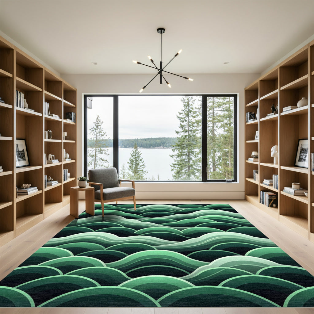 Modern Serene Jade Rolling Wave Rug