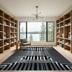 Modern Brushed Silver Industrial Lattice Rug