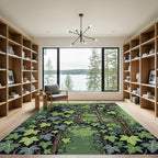 Lush Green Ivy Trellis Foliage Rug