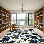 Midnight Ivy Vine Botanical Illustration Rug