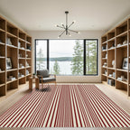 Crimson Cream Vertical Stripe Rug
