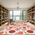 Whimsical Red Polka Dot Amorphous Shapes Rug