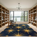 Celestial Golden Starry Midnight Navy Rug