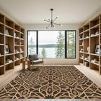 Elegant Bronze Geometric Starry Filigree Rug