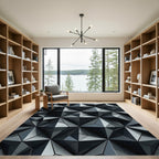 Charcoal Gray Geometric Crystal Form Rug