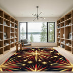 Golden Red Starburst Bursting Radiance Rug