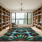 Emerald Teal Fan Fountain Rug