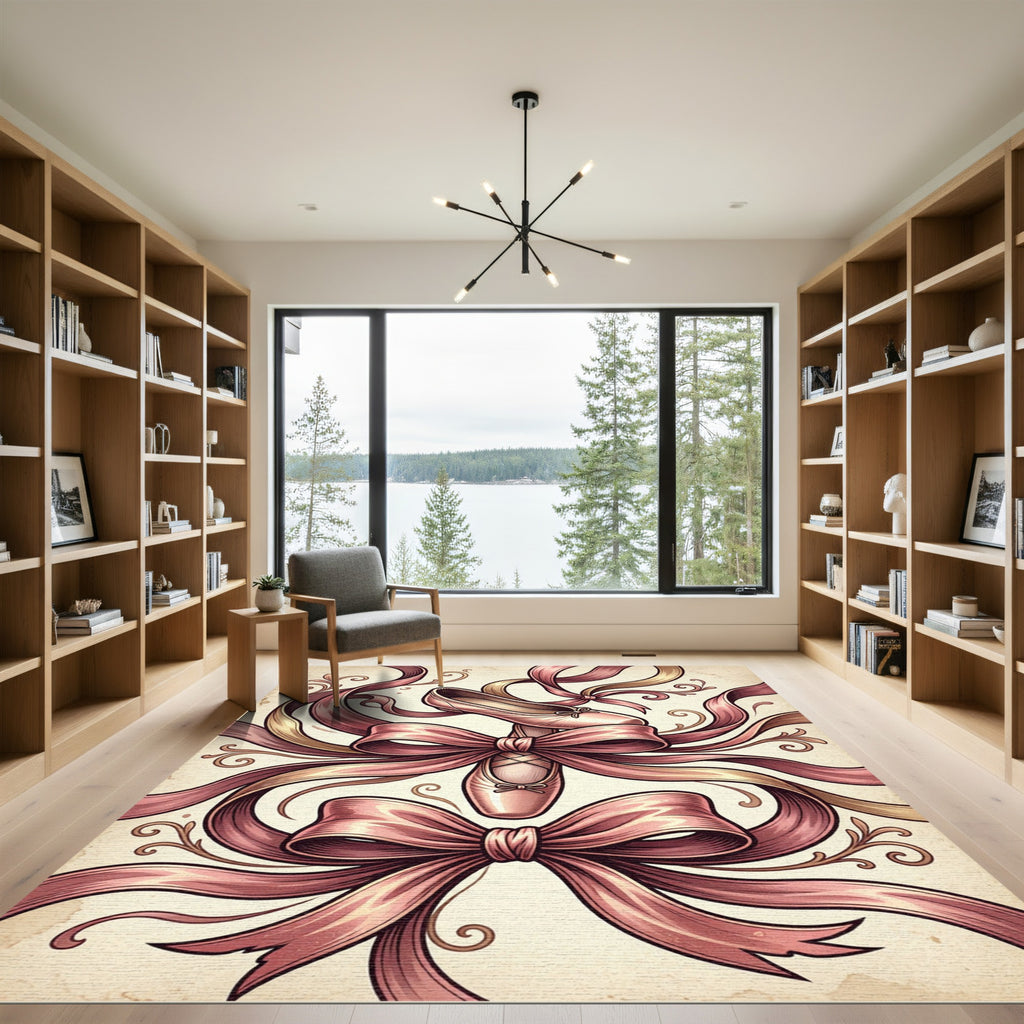 Elegant Pink Ballet Slipper Satin Ribbon Rug