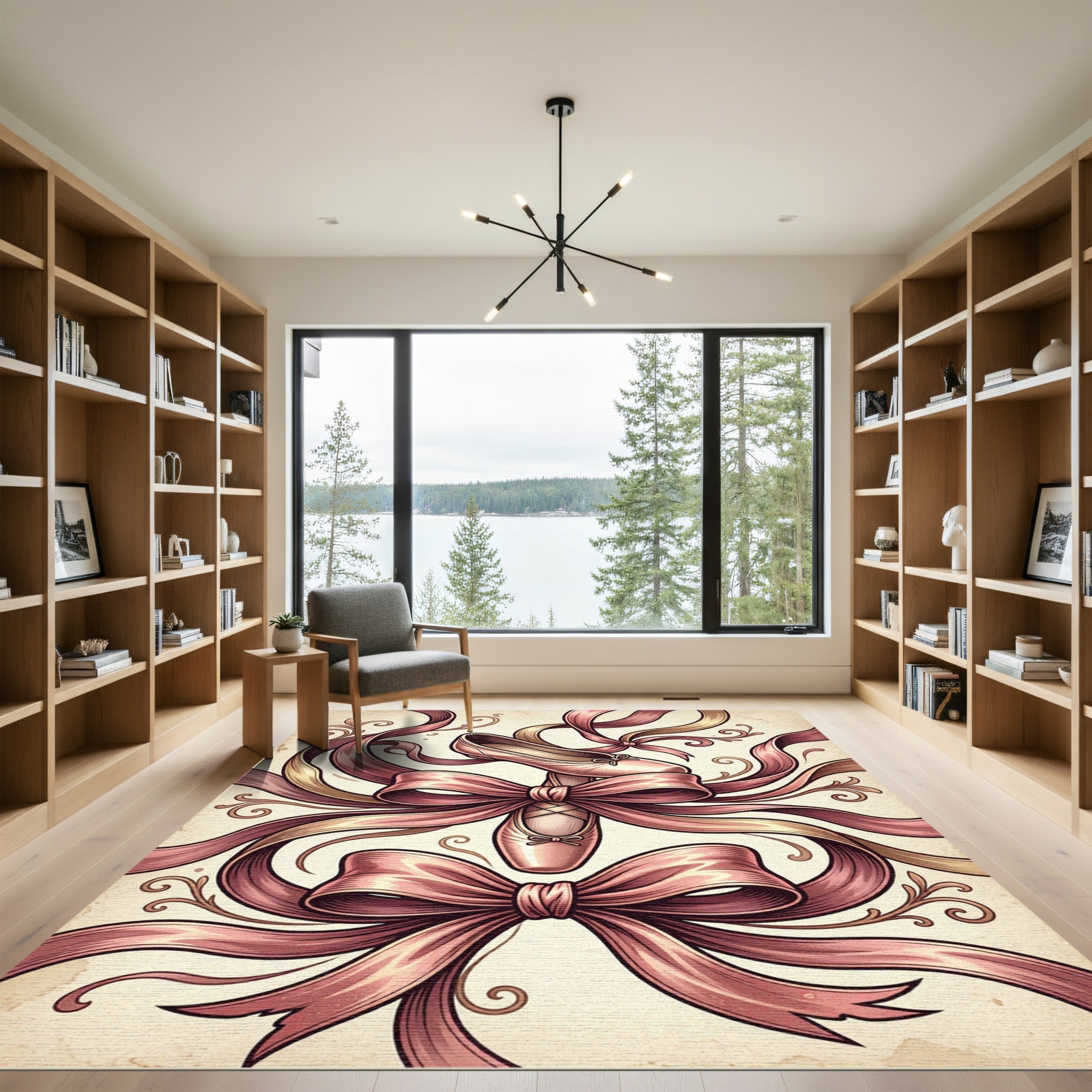 Elegant Pink Ballet Slipper Satin Ribbon Rug
