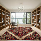 Crimson Red Floral Damask Ornament Rug