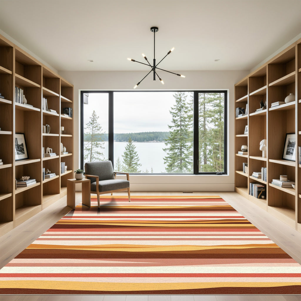 Earthy Sunset Horizon Stripe Rug