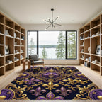 Royal Purple Gold Fleur De Lis Rug