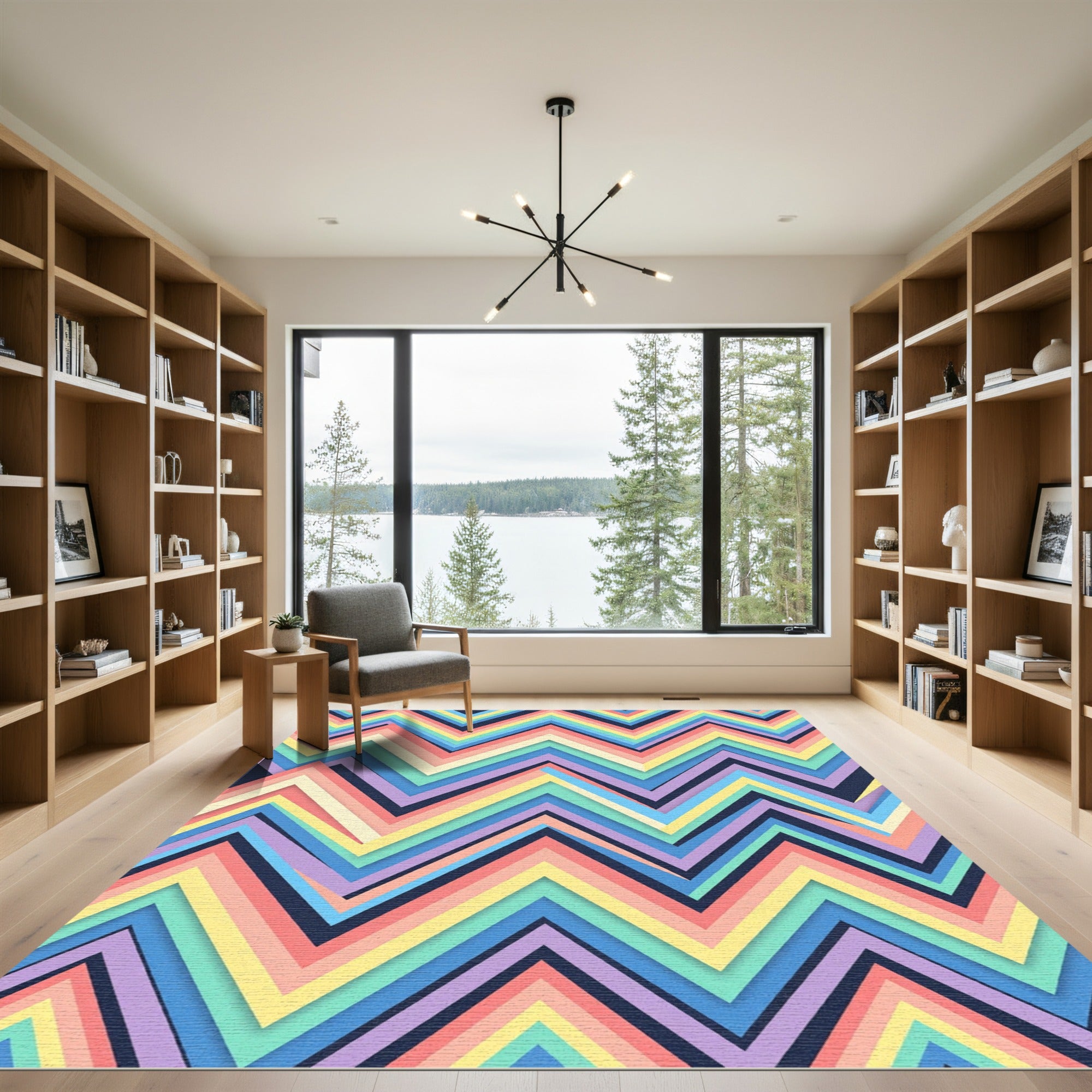 Vibrant Multi Color Zigzag Chevron Rug