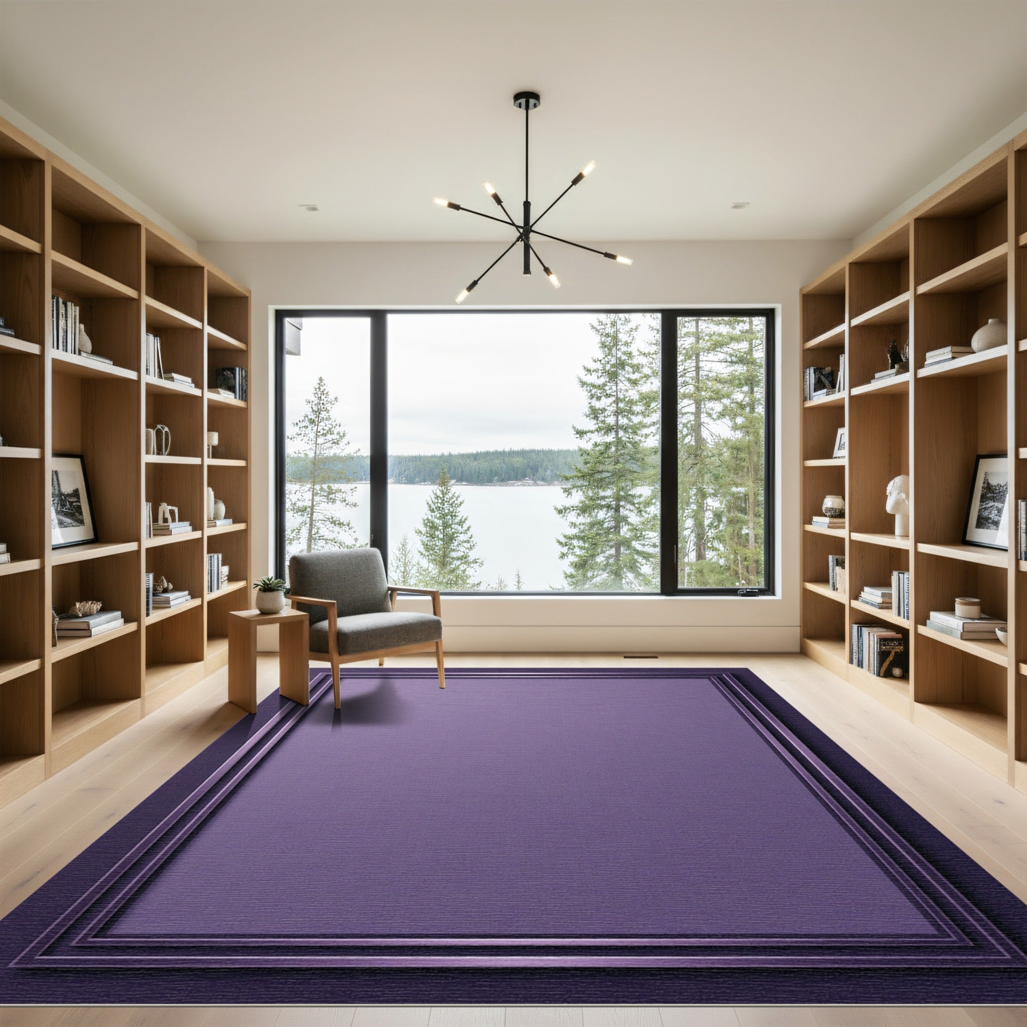 Amethyst Textured Layered Rectangle Frame Rug