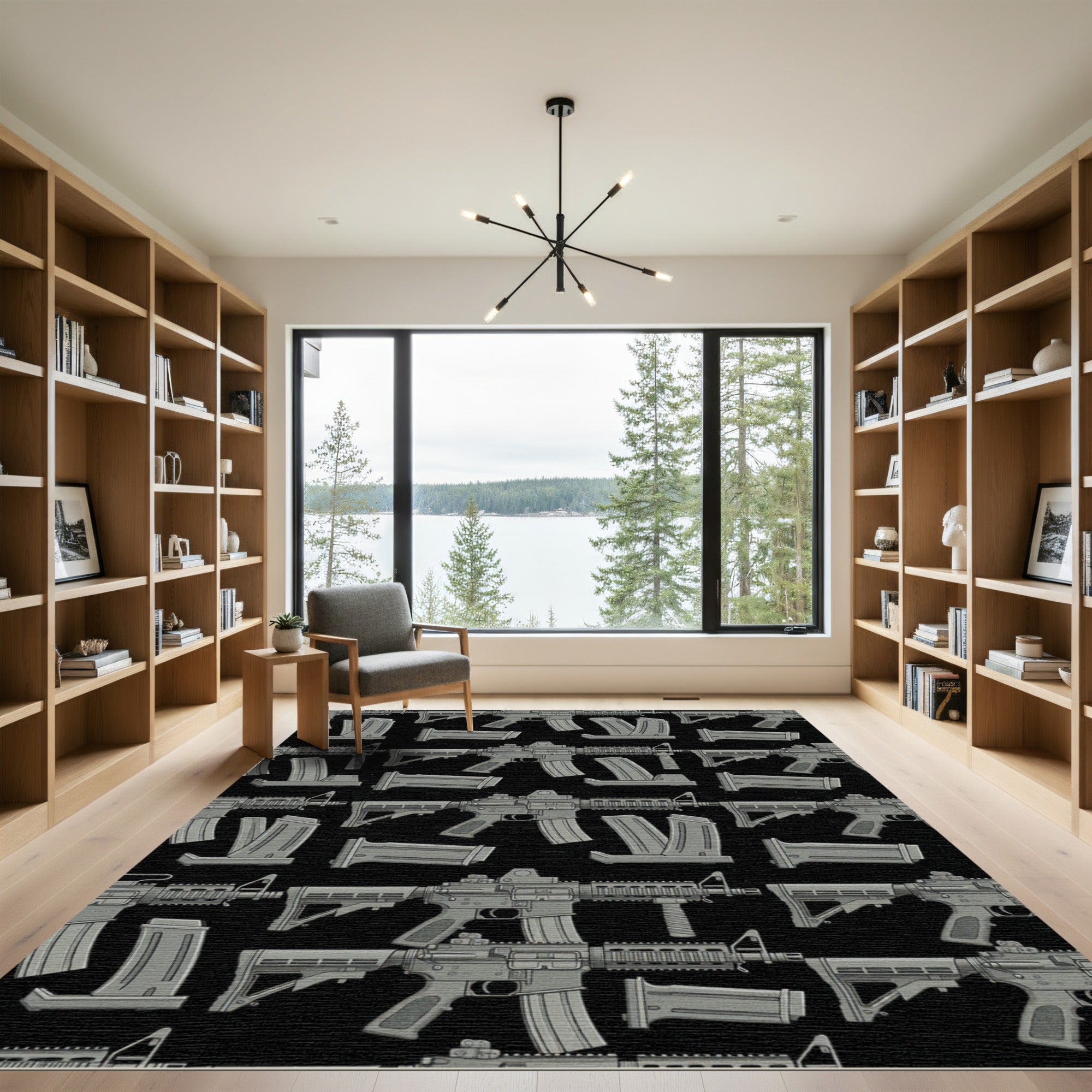 Tactical Dark Gray Automatic Weapon Repeat Rug
