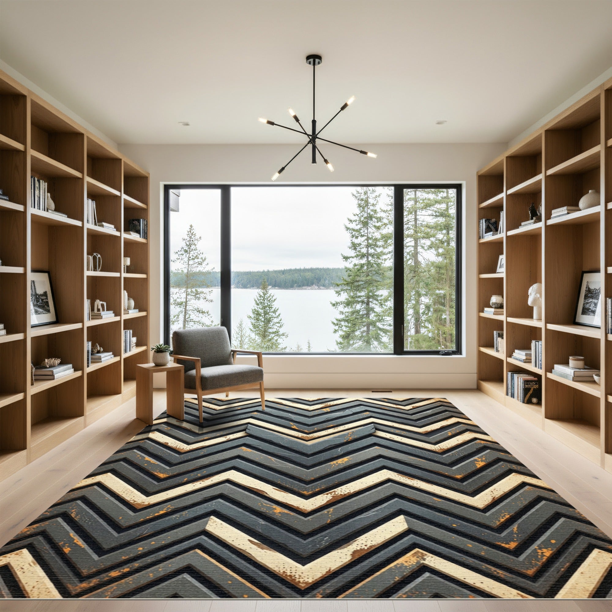 Textured Gray Chevron Accent Rug