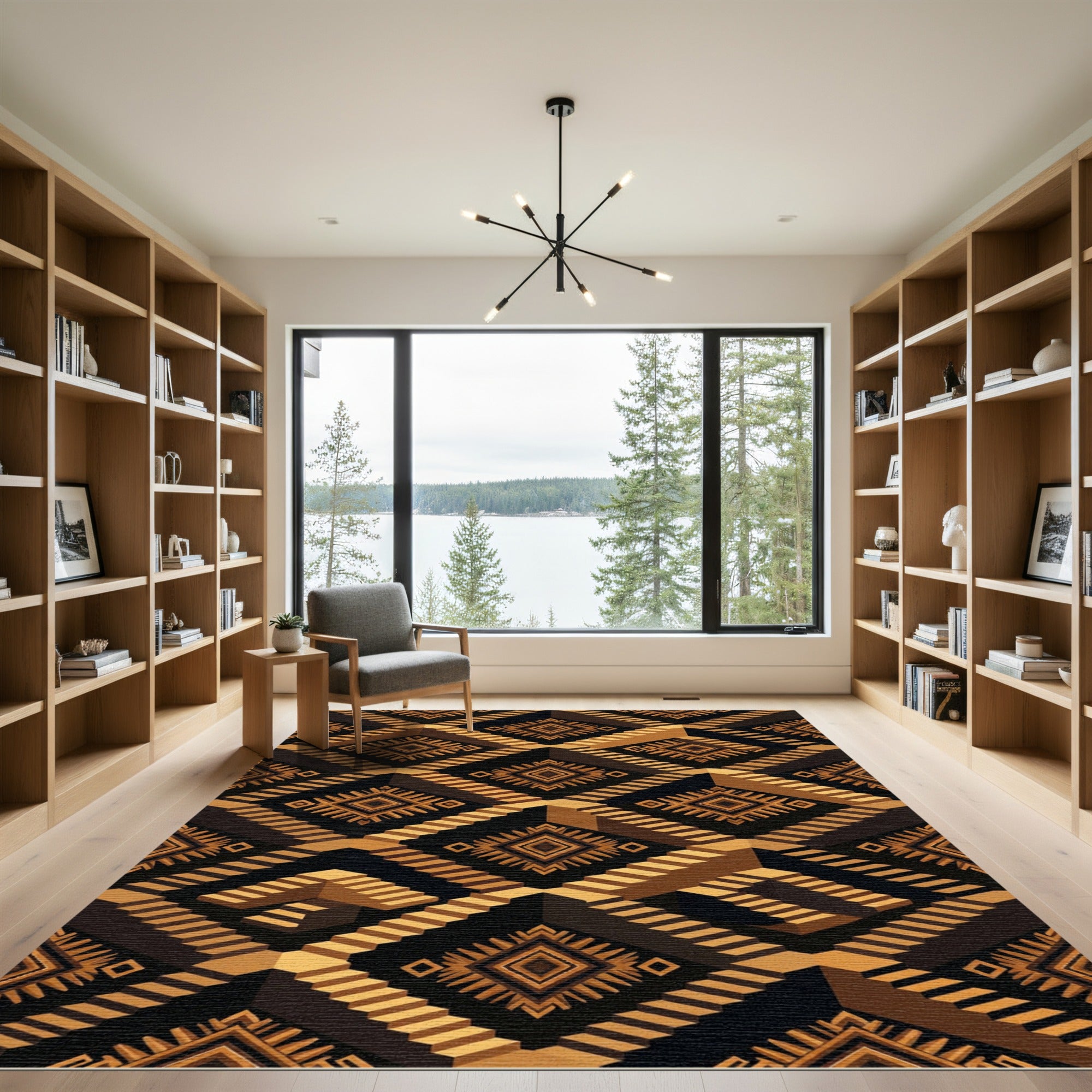 Earthy Diamonds Cubes Staircase Rug