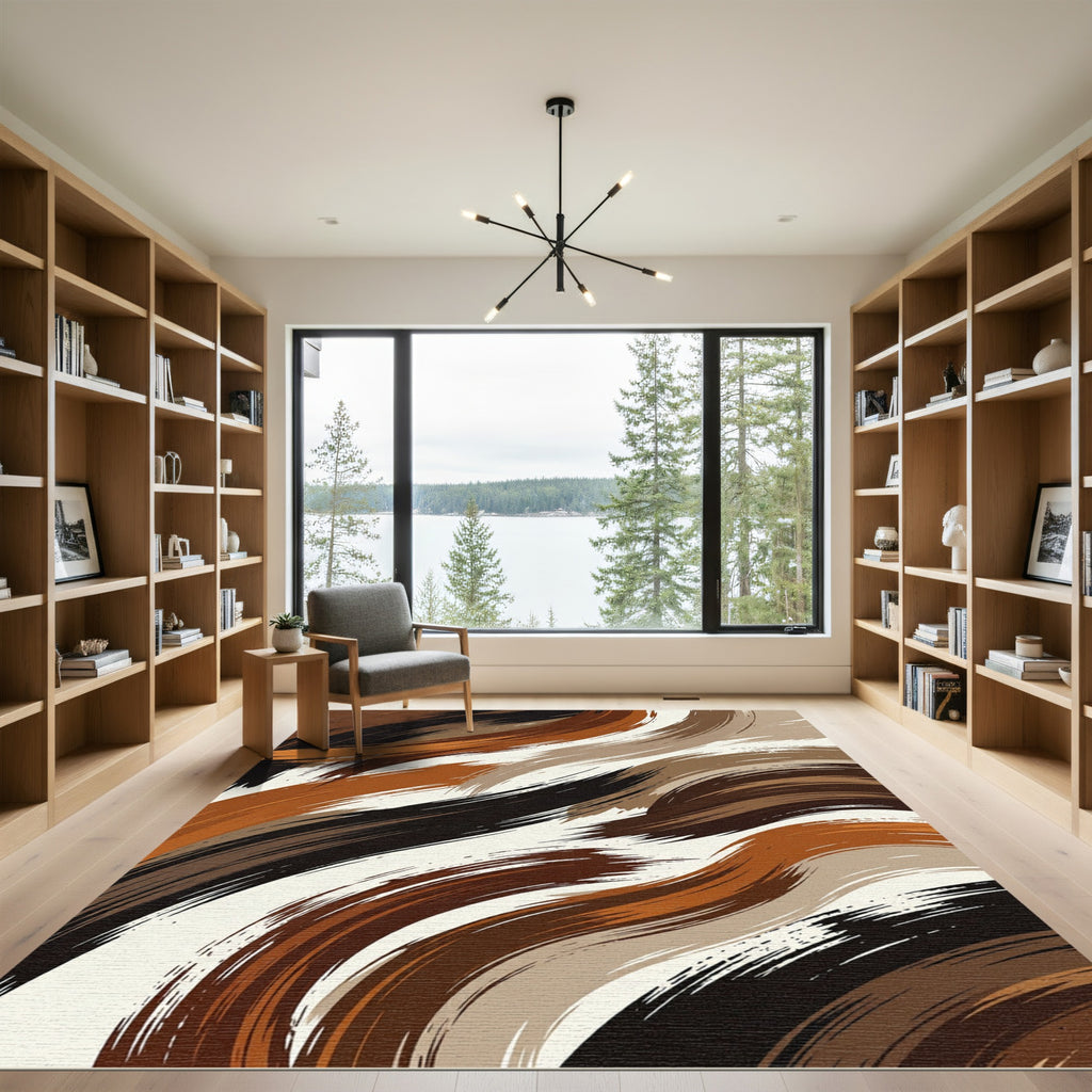 Earthy Tones Abstract Brush Stroke Rug
