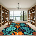 Monstera Leaf Tropical Vibrant Color Rug