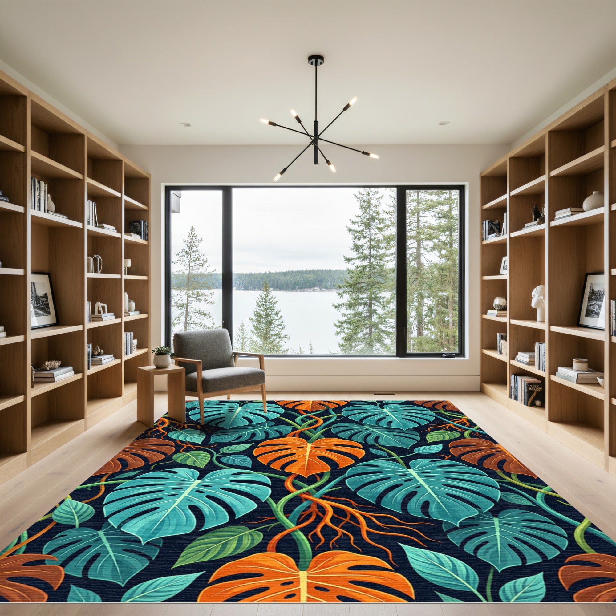 Monstera Leaf Tropical Vibrant Color Rug