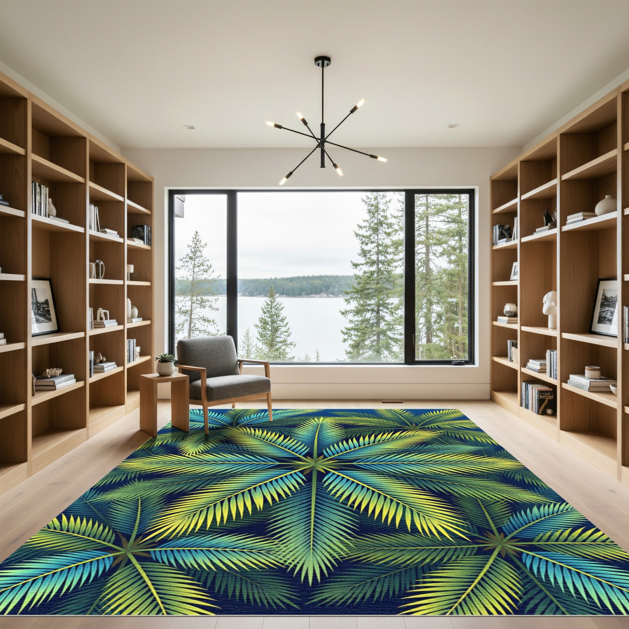 Lush Tropical Palm Leaf Canopy Rug
