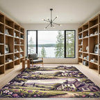Pastoral Countryside Village Horse Floral Rug