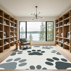 Minimalist Charcoal Paw Print Rug